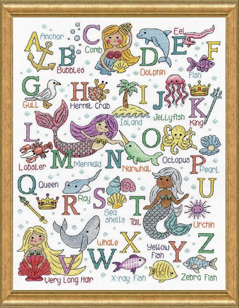 Design Works Crafts, Mermaid ABC Counted Cross Stitch Kit - Image 1